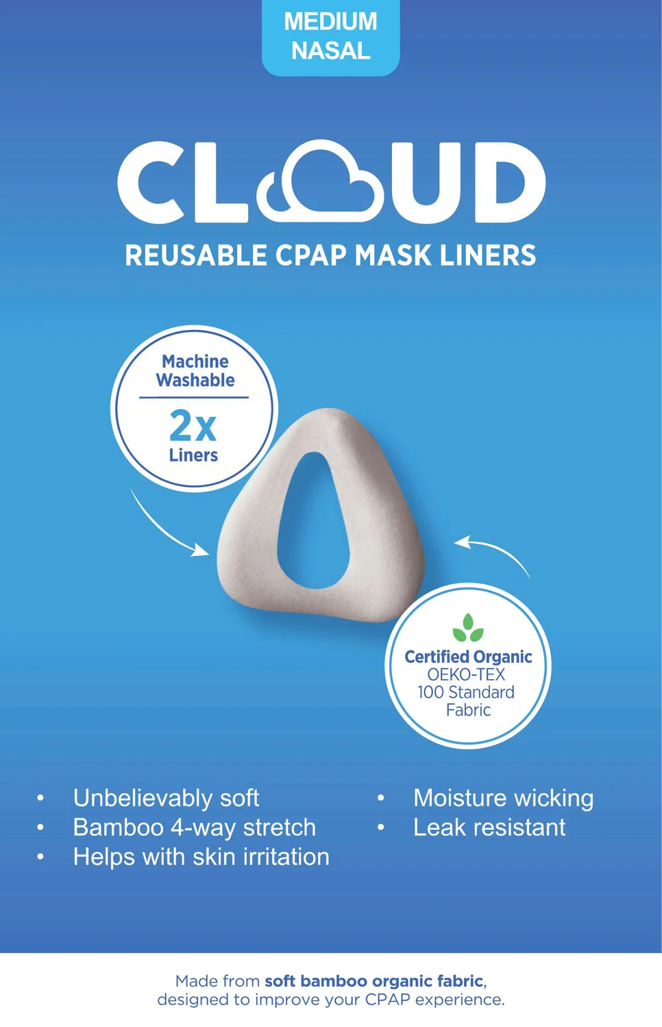 CLOUD Bamboo Organic Fabric Nasal Mask Liner - Image 3