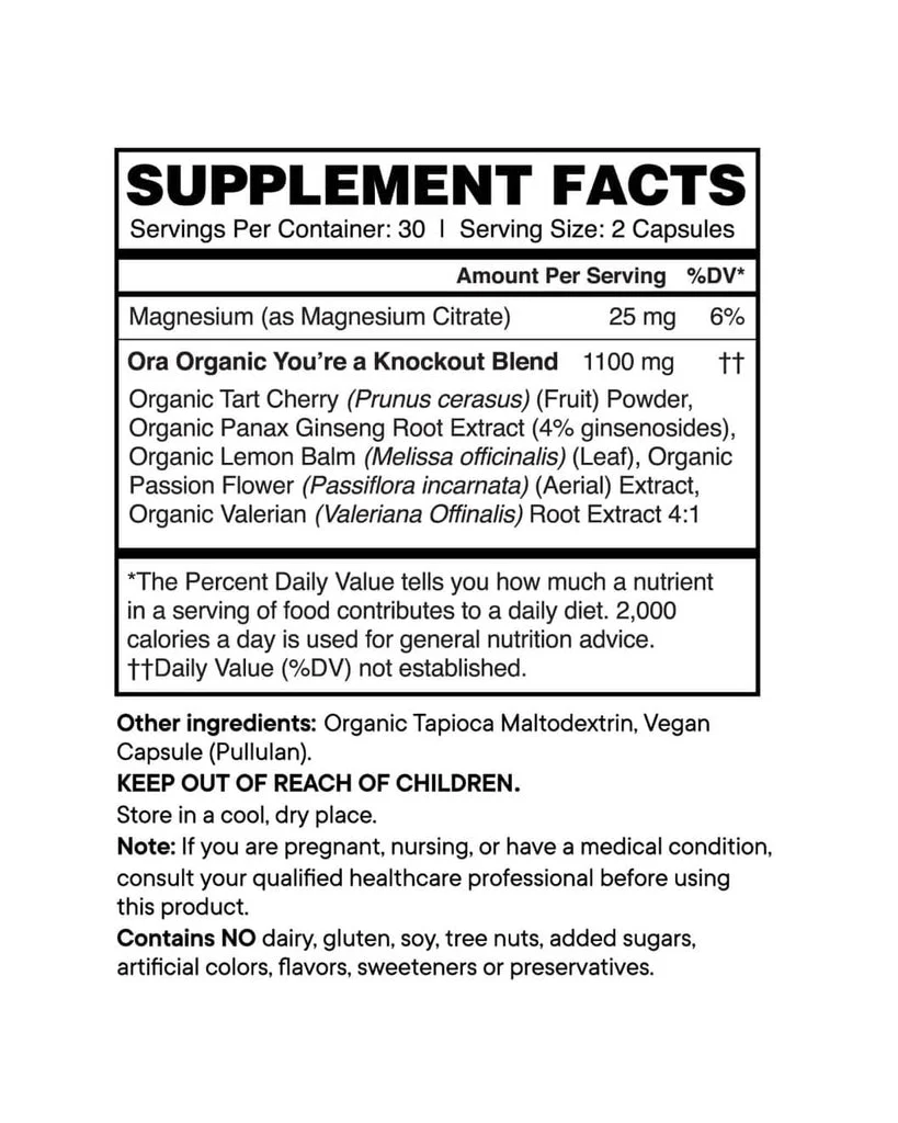 Ora Organic: You're a Knockout Sleep & Stress Support Capsules - Image 3